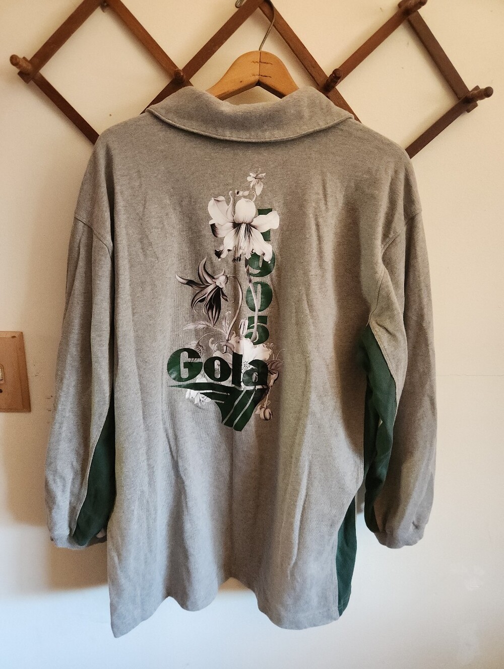 Gola By Anthropologie Gray Crewneck Polo Top Green Pversized Mini Dress Tunic Xs